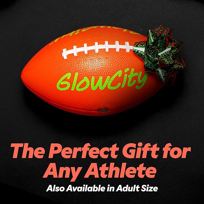 GlowCity Glow in The Dark Football - Size 3/6 Light Up Ball Gifts for Kids, Teens & Adults - Bright Football for Night Outdoor Games - Sports Birthday Gift Ideas for Boys Ages 6 7 8 9 10 11 12 13 14