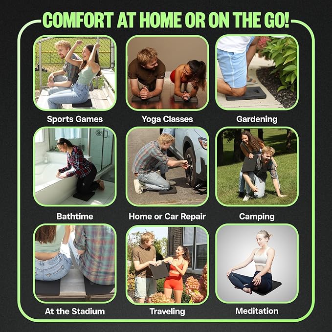 XCEL Stadium Seat Cushion (4 Pack), Multi-Use Kneeling Pads, Thick Bleacher Cushion Stadium Seats for Sports Larger Than Others, Outdoor Seating, Garage, Yoga Water Resistant and Soft (14" x 12" x 1")