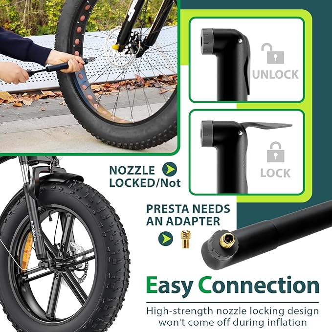 Hycline Mini Bike Pump - 120 PSI Portable Bicycle Frame Pump for MTB BMX Road Tires, Air Ball Pump Inflator with Ball Pump Needles Fits Presta & Schrader Valve