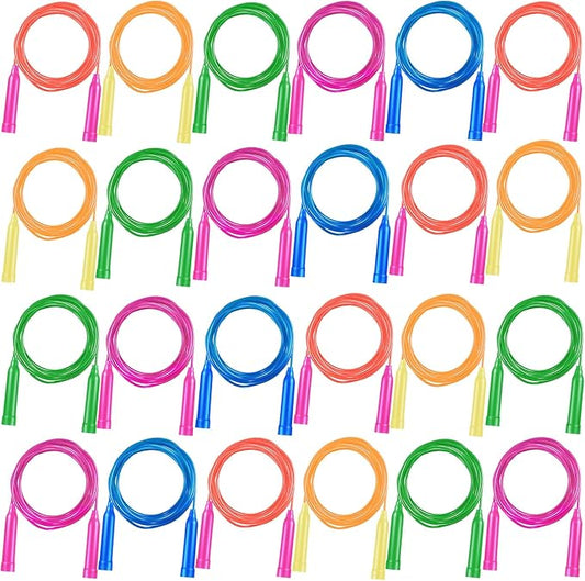24 Pack Colorful Jump Ropes,7.3 Feet Jump Rope for Kids,Adjustable Outdoor Jump Ropes Skipping Rope,PVC Jumping Ropes Great Party Favor Sports Exercise Activities Birthday Gifts,Assorted Bright Colors