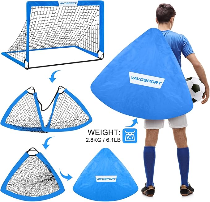 Kids Soccer Goals for Backyard Set - 2 of 4' x 3' Portable Soccer Goal Training Equipment, Pop Up Toddler Soccer Net with Soccer Ball, Soccer Set for Kids, Youth Outdoor Games, Sports, Play