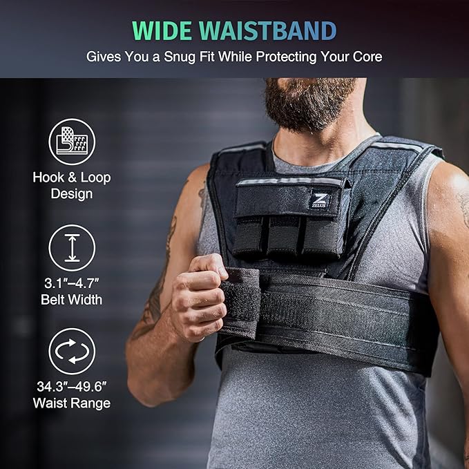 ZELUS 23lb|45lb Weighted Vest with Iron Weights for Exercise, Adjustable Weight Vest for Men, Workout Vest for Home Workouts Cardio Strength Training Weight Loss