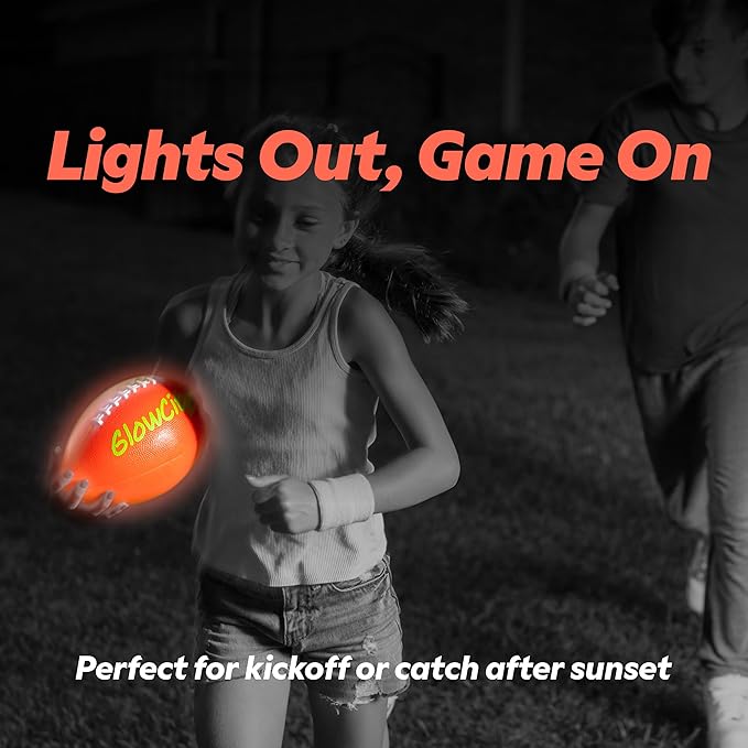 GlowCity Glow in The Dark Football - Size 3/6 Light Up Ball Gifts for Kids, Teens & Adults - Bright Football for Night Outdoor Games - Sports Birthday Gift Ideas for Boys Ages 6 7 8 9 10 11 12 13 14
