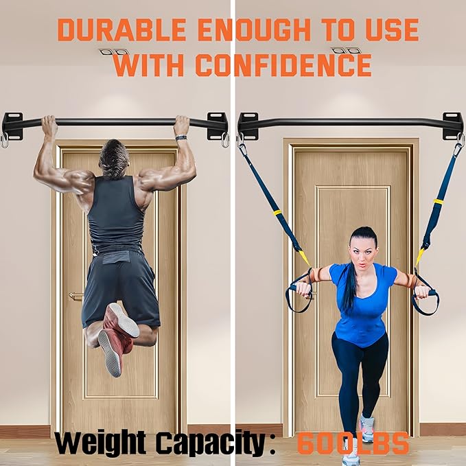 Pull Up Bar Wall Mounted-Heavy Duty Joist Mounted Pull Up Bar-Premium Strength Training Pull-Up Bars-Fast and Easy Installation for Home and Garage Use,Supports up to 600 Lbs
