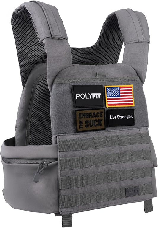 POLYFIT (Fortify) Weighted Vest for Strength and Endurance Training, Rucking, Fitness Workouts, Running, WODs