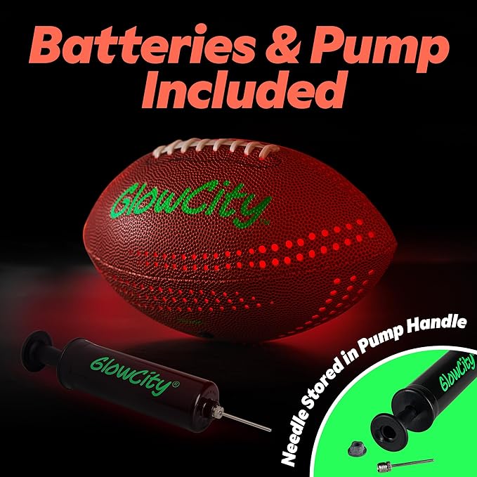 GlowCity Glow in The Dark Football - Size 3/6 Light Up Ball Gifts for Kids, Teens & Adults - Bright Football for Night Outdoor Games - Sports Birthday Gift Ideas for Boys Ages 6 7 8 9 10 11 12 13 14