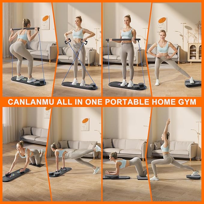 Pilates Board,Multifunctional Rebound Abdominal Board,Foldable Pilates Reformer Set, Ab Core Trainer Machine,Ab Exercise Board,Abs Workout Equipment for Women Home Gym Equipment