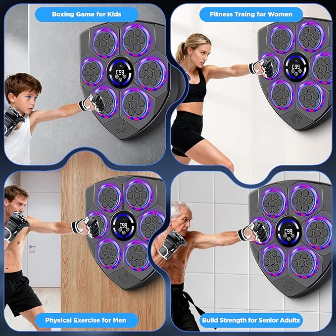 Music Boxing Machine,Smart Boxing Machine for Adults with Boxing Gloves,9 Modes & 9 Speeds Wall Mounted Music Punching Machine for Home Gym Office Workout