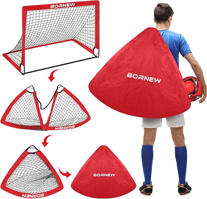 Kids Soccer Goal for Backyard Set - 2 Set of 6X4 / 4X3 ft Toddler Soccer Nets Training Equipment, Soccer Ball, Pop Up Portable Soccer Set for Kids and Youth Games and Training Goals Ages 3-16 Gift