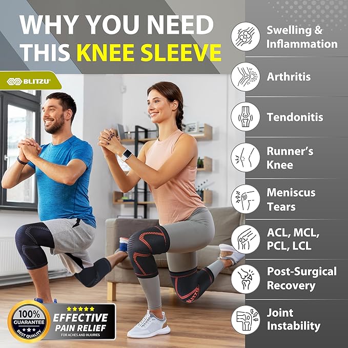 Knee Brace for Women & Men, 2 Pack Compression Knee Brace, Knee Support Sleeve for Pain Relief, Running, Workout, Sports, Knee Braces for ACL, Meniscus Tear, Arthritis and Injury Recovery Grey XL