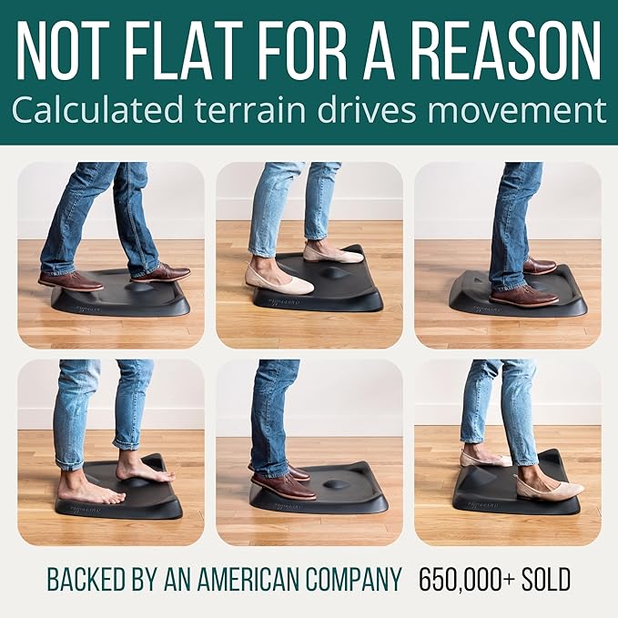 Topo Comfort Mat by Ergodriven | The Original Not-Flat Anti-Fatigue Standing Desk Mat with Calculated Terrain | Accessories | Obsidian Black