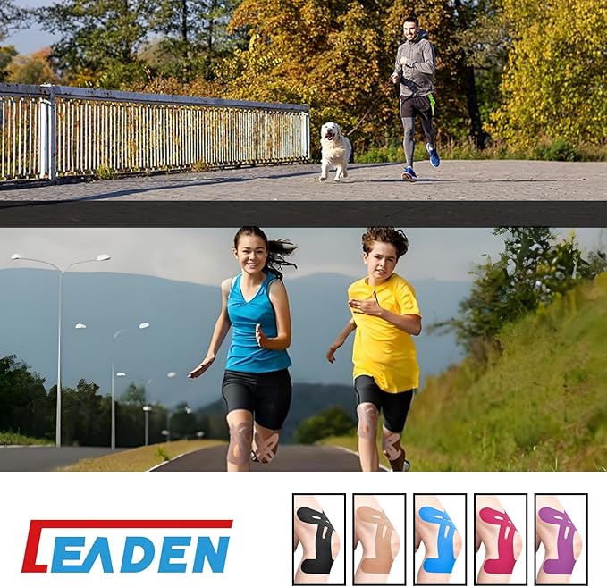 IEADEN Precut Kinesiology Tape for Knees, 20 Pcs - Knee Support & Stability, Knee Pain Relief Athletic Tape - Waterproof & Elastic, Breathable Hypoallergenic Latex-Free Tape, Beige
