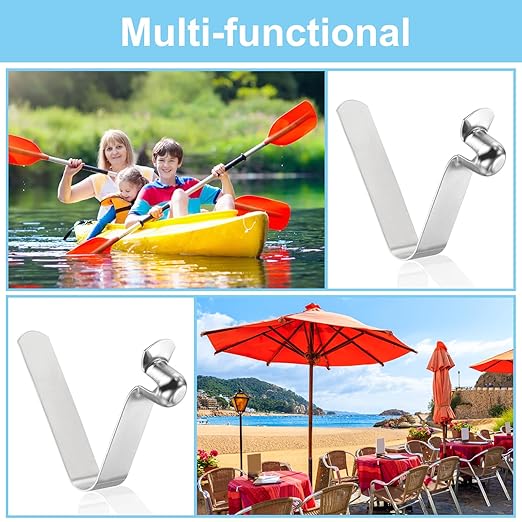 PATIKIL 8.2x7mm Kayak Paddle Snaps, 16 Pack Tent Pole Clips Steel V Shaped Single Pin Push Button Spring Clips Lock Tube Pole Clips for Camping Awning