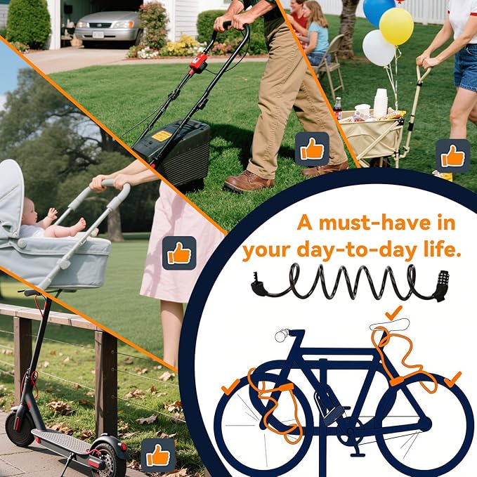 SEPOX® 12Pcs Pack 6FT Extra Long Cable Combination Bike Locks, 5 Digits Retractable Security Lock, 12mm Heavy Duty Anti Theft Anti Rust Cable for Bicycle, Scooter, Gate,Outdoor Equipment, Weatherproof