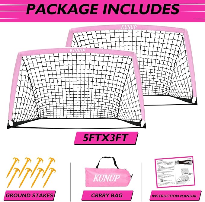 2 of 5×3 6x4 9x5 FT Portable Kids Soccer Goals Set, Foldable Soccer Practice Nets for Backyard with Carrying Bag for Toddler Youth Pop Up Soccer Training Equipment Indoor Outdoor Sports Game Gift