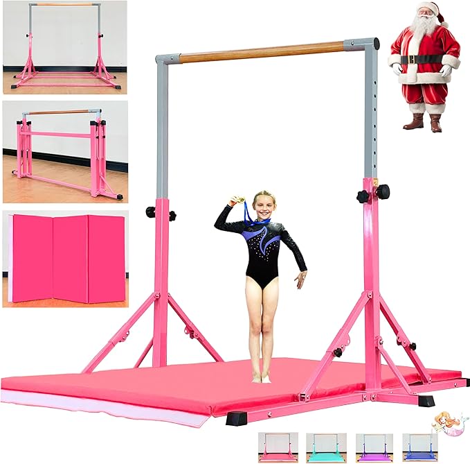 MARFULA Gymnastic Bar for Kid and Teenage Ages 3-25, 5 FT / 8 FT Base Length, 4 FT Width 5 FT Height, Gymnastic Kip Bar Horizontal Bar for Gymnast, Gymnastic Training Equipment for Home and Club Use