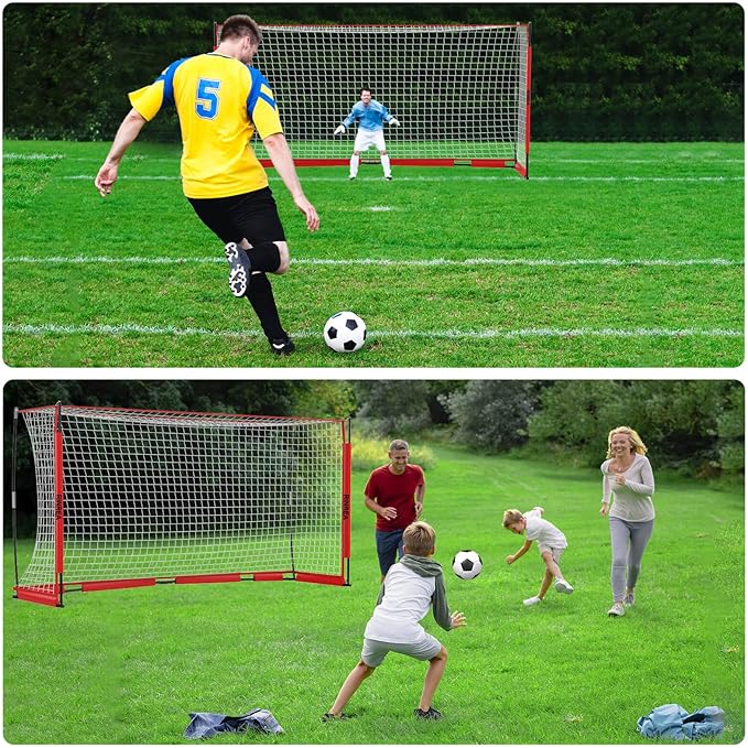 Portable Soccer Goal, Collapsible Soccer Goal Net Metal Base, Quick Setup Soccer Training Equipment with 1 Carry Bag, 1 Agility Ladder, 4 Ground Nails