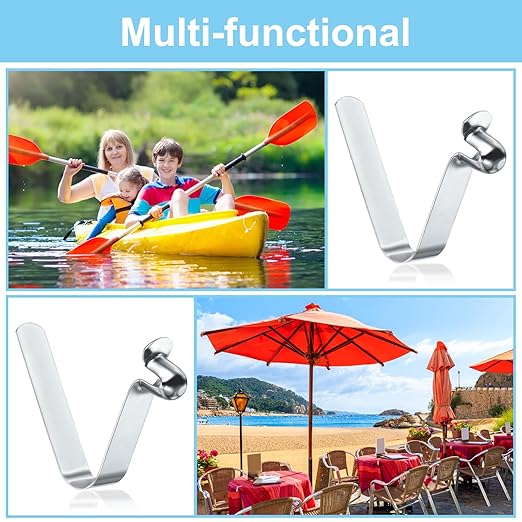 PATIKIL 9x8mm Kayak Paddle Snaps, 16 Pack Tent Pole Clips Steel V Shaped Single Pin Push Button Spring Clips Lock Tube Pole Clips for Camping Awning