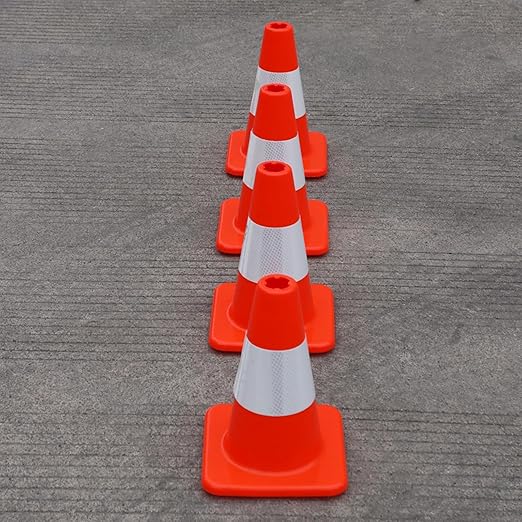 8 Pack 12" Traffic Cones with 4” Reflective Collars – Durable PVC Safety Cones for Parking, Construction, Sports & Training – High Visibility, Weather-Resistant