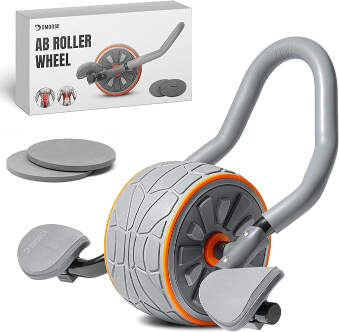 DMoose Fitness Ab Roller Wheel with Elbow Support & 2 Knee Pads - Abdominal Exercise Trainer for Core Strength Training - Ultimate Abs Workout Equipment for Home and Gym - Ab Machine for Men & Women