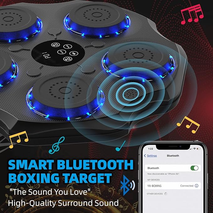 Music Boxing Machine, Family Fitness Training with Punch Sound & Beat Sync, Bluetooth Wall-Mounted Smart Beat Punch Musical Boxing, Stress Relief Home Gym Equipment for All Ages, 9 Modes & 9 Speeds