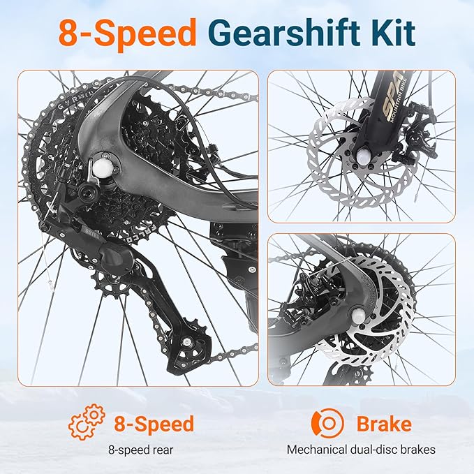 SPATIAL Mountain Bike, 24/26/27.5/29 inch Outdoor Cycling Bike,21/8 Speed Lightweight Aluminum Frame | Dual Disc Brakes,Adjustable Ergonomic Seat for Men Women Adult,MTB Bicycle