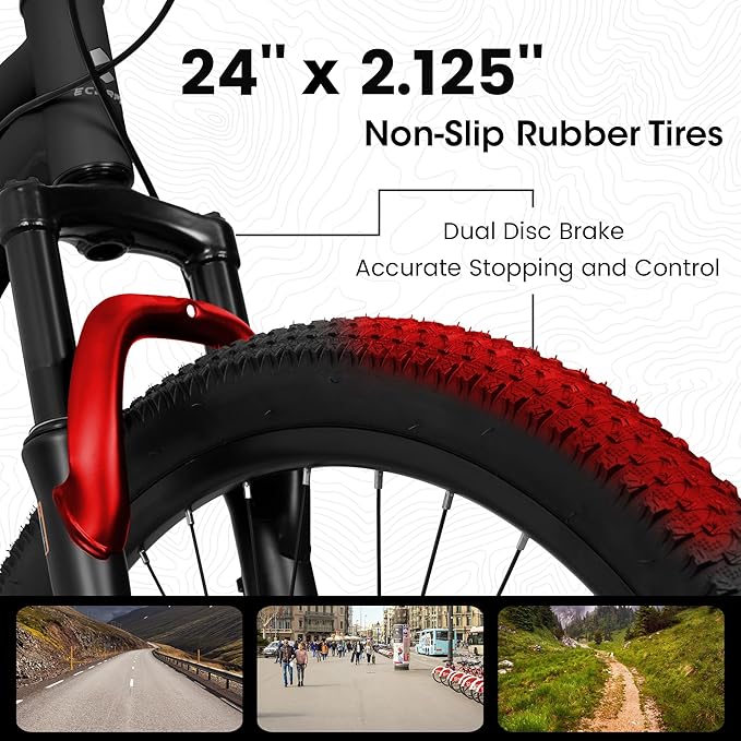 Mountain Bike 24 26 27.5 Inch, Dual Full Suspension Mens Womens Bike, 21 Speeds Dual Disc Brake Carbon Steel Bike, Boys Mens Mountain Bike for School Work Summer Camping, Birthday Gift Choice