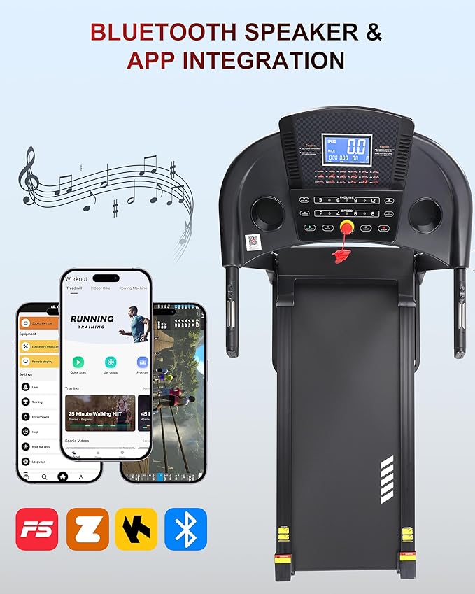 ECHANFIT Treadmill with 15% Auto Incline, Folding Treadmill for Home, 0.6-10 MPH, 350 LB Capacity, 18.11" Wide Running Belt, 3.5 HP, Shock Absorption, Bluetooth Speaker & App