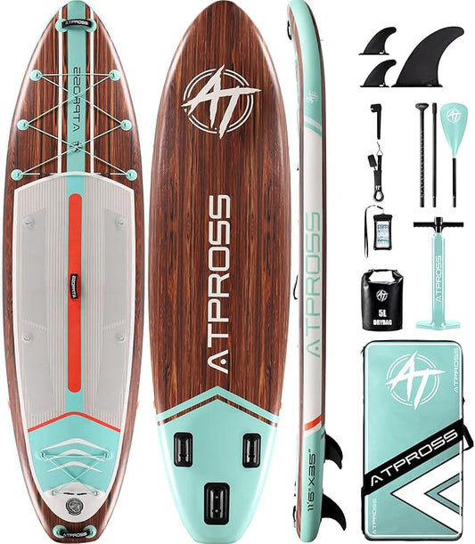 11'6"x35" Inflatable Paddle Board, 450lbs Extra Wide Stand Up Paddleboard for Adults with Premium SUP Accessories Kit & Backpack, Blow Up Kayak Non-Slip Stable Deck Boat for Yoga Fishing Surf