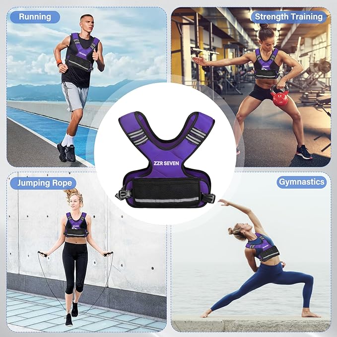 Weighted Vest for Women and Men, 4-10lbs/11-20lbs Adjustable Weighted Vest with 6 Iron Sand Weights, Running Vest for Strength Training, Workout, Running, Fitness, Weight Loss