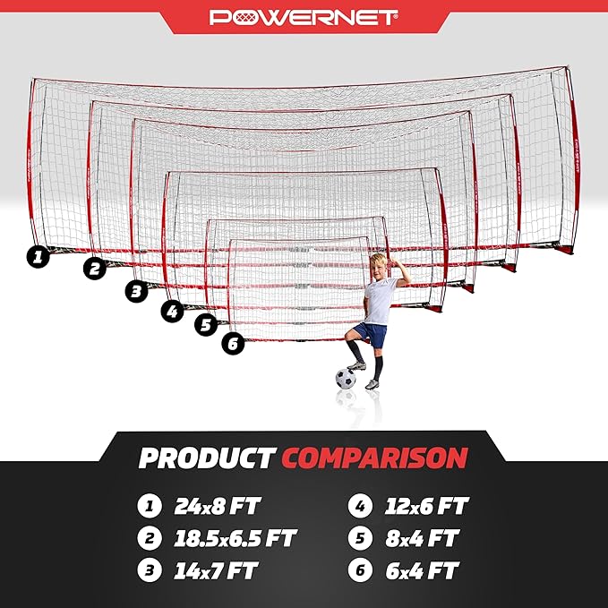 PowerNet Soccer Goal for Backyard, 6x4 / 8x4 FT Portable Soccer Net, Sports & Outdoors Training Equipment, 1 Goal & Zipper Storage Bag