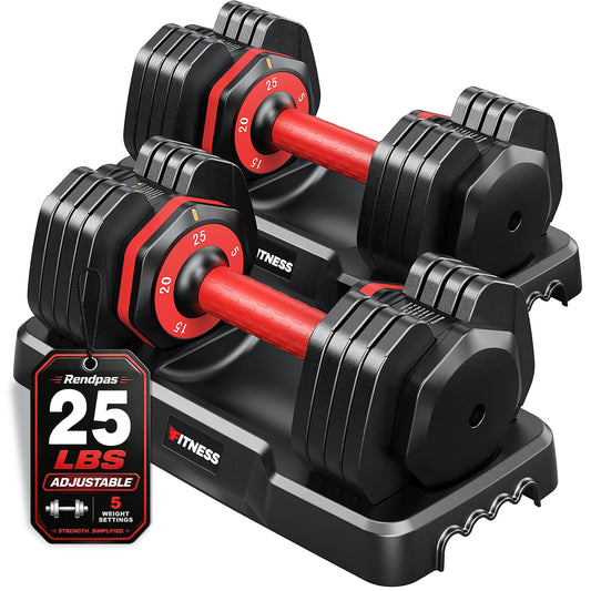 Rendpas Adjustable Dumbbell Set, Quick Adjust Free Weights for Home Gym