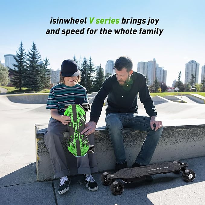 isinwheel V4/V6/V6pro/V8/V10 Electric Skateboard with Remote, 250W/450W/500W/1200W/3000W Brushless Motor, 9Mph/12Mph/30 Mph /32Mph Top Speed, Electric Longboard for Adults ＆Teens