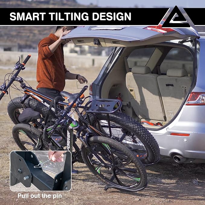 Leader Accessories 2-Bike Platform Style Hitch Mount Bike Rack, Tray Style Bicycle Carrier Racks Foldable Rack for Cars, Trucks, SUV and Minivans with 2" Hitch Receiver - Quick Hitch Pins Design
