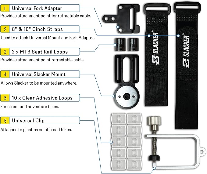 Slacker Digital Suspension Tuner Sag Scale with Bluetooth®. Check Your Suspension sag in Seconds. Works on Mountain Bikes, Street Bikes, Off-Road Bikes and Adventure Motorcycles