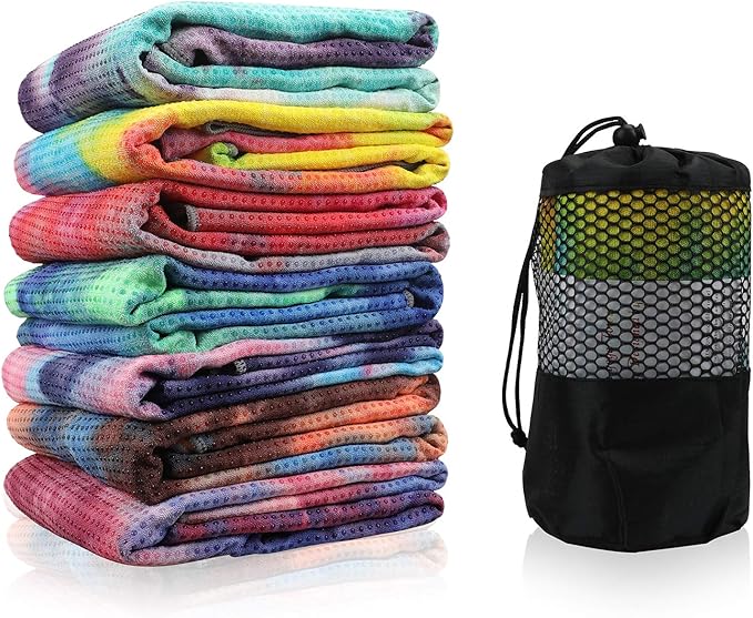 Yoga Towel, Non-Slip Hot Yoga Towel Anti-Slip Waffle Texture, 100% Absorbent Odorless Microfiber Yoga Blanket, Standard Size 72 x 24 x 0.2 inches Cushion Towel for Hot Yoga, Bikram, Pilates1
