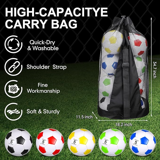 Libima 13 Pcs Soccer Ball Bulk 10 Pcs Official Soccer Ball with 2 Pump and Carry Bag Indoor Outdoor Training Game Sport Gift for Youth Adult Back to School