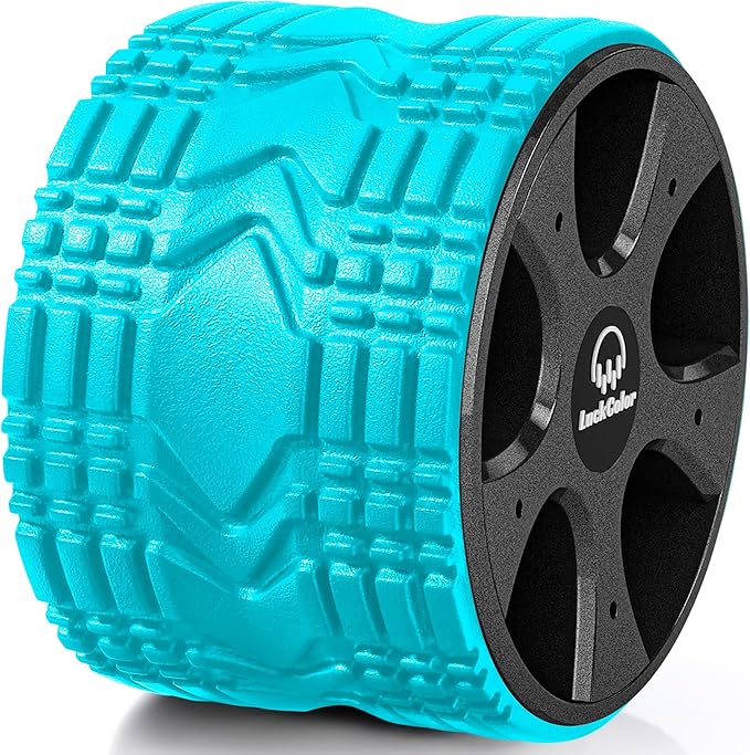 Back Roller, Back Wheel Targeted Back Pain Relief, Yoga Wheel Muscle Massage, Foam Roller for Trigger Point Therapy Physical, Stretching & Exercise, 880lbs Capacity, 10 Inch (Acid Blue+Grey)
