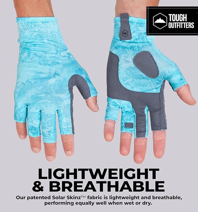 Tough Outdoors UV Fishing Gloves - Fingerless, Kayaking & Sailing - UPF 50+ Sun Protection