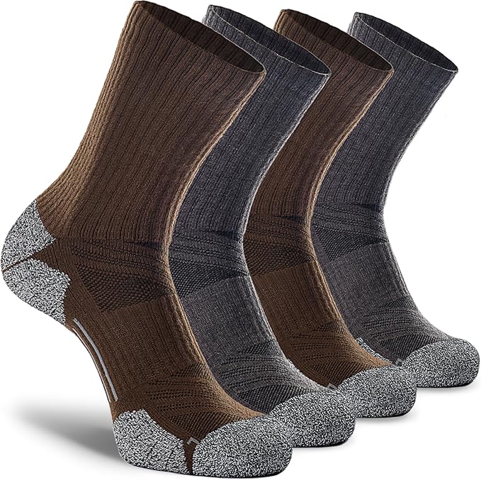 CWVLC Crew Hiking Socks, Cushion, Moisture Wicking, Arch Compression Boot Socks