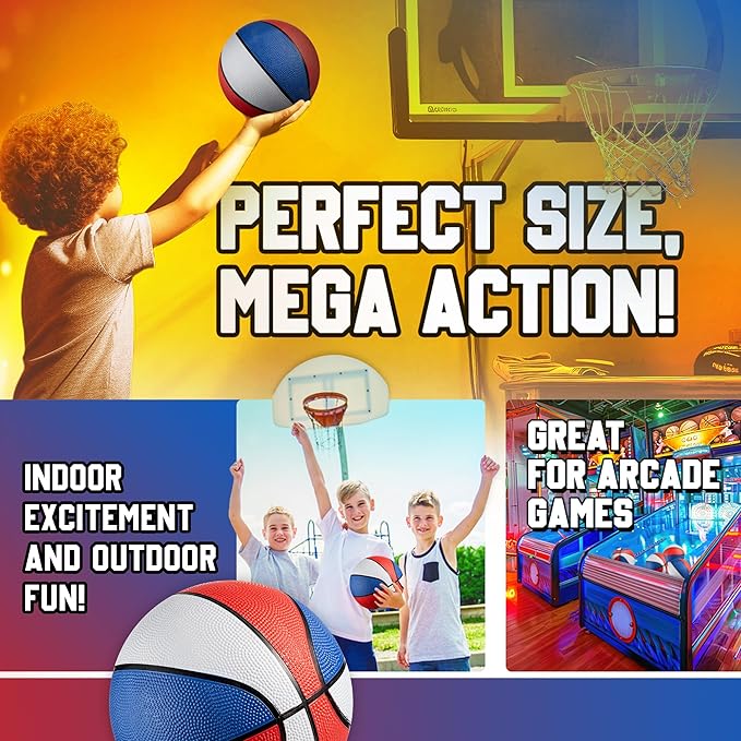 Rubber Mini Basketball Balls for Kids 7 Inch, Size 3 Pack of 3 - Pool Basketball for Mini Hoop Outdoor & Indoor