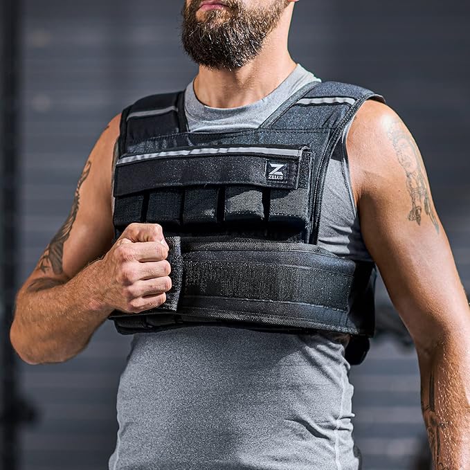 ZELUS 20lb Weighted Vest with Adjustable Weights for Exercise, Weight Vest for Men, Workout Vest for Home Workouts Cardio Strength Training Weight Loss (20lb-Sandbags)