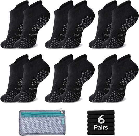 Hylaea Unisex Non Slip Socks with Grip for Yoga, Hospital, Pilates, Barre | Ankle, Cushioned