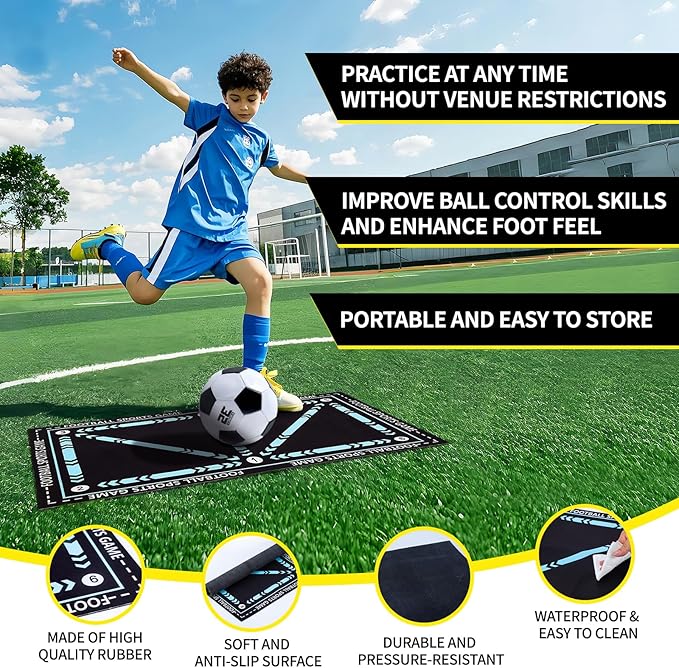 2 Pack Kids Soccer Goal for Backyard Set 9x5FT Portable Pop Up Soccer Net Training Equipment with Soccer Ball, Training Dice Mat, Cones and Carry Bag for Youth Toddler Teams Indoor Outdoor Sport Game