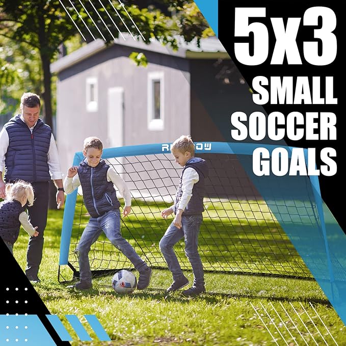 RUNBOW 5x3 ft Portable Kids Soccer Goal for Backyard Practice Soccer Net with Carry Bag