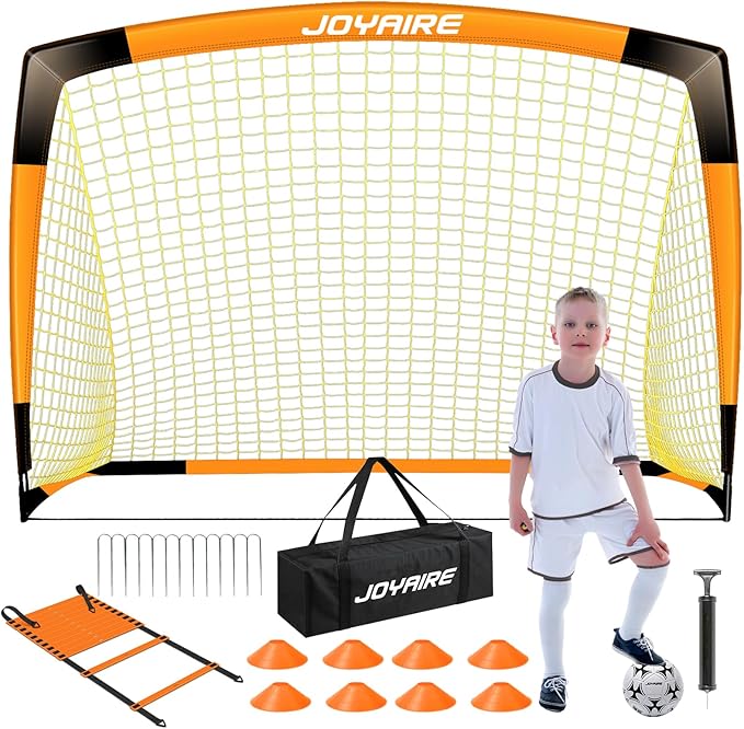 Kids Soccer Goals for Backyard Set, Portable Toddler Soccer Goal 2 of 6x4 ft, 4x3 ft, 7x5 ft, Soccer Training Equipment, Pop Up Soccer Net Kit with Size 4 Soccer Ball, Outdoor Sports Play, Youth Game