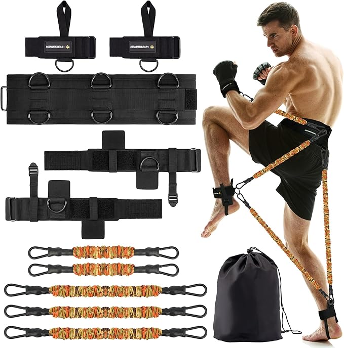 MANUEKLEAR Shadow Boxing Resistance Bands for MMA and Martial Arts, Three Resistance Levels of Full Body Resistance Bands for Boxing Fitness to Enhance Speed and Power