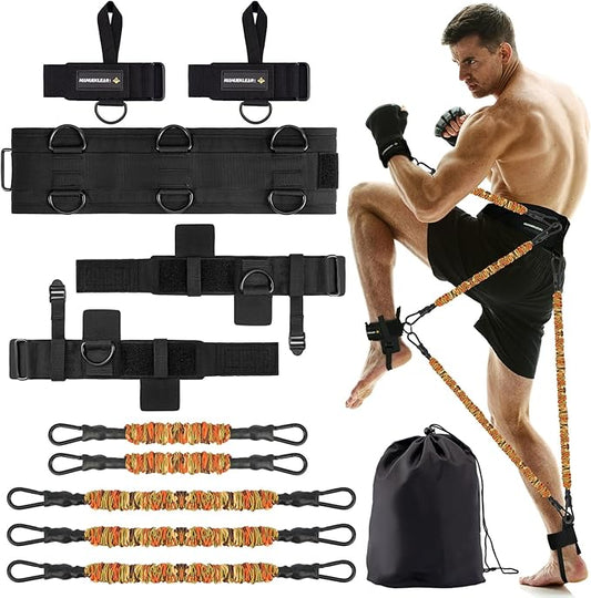 MANUEKLEAR Shadow Boxing Resistance Bands for MMA and Martial Arts, Three Resistance Levels of Full Body Resistance Bands for Boxing Fitness to Enhance Speed and Power