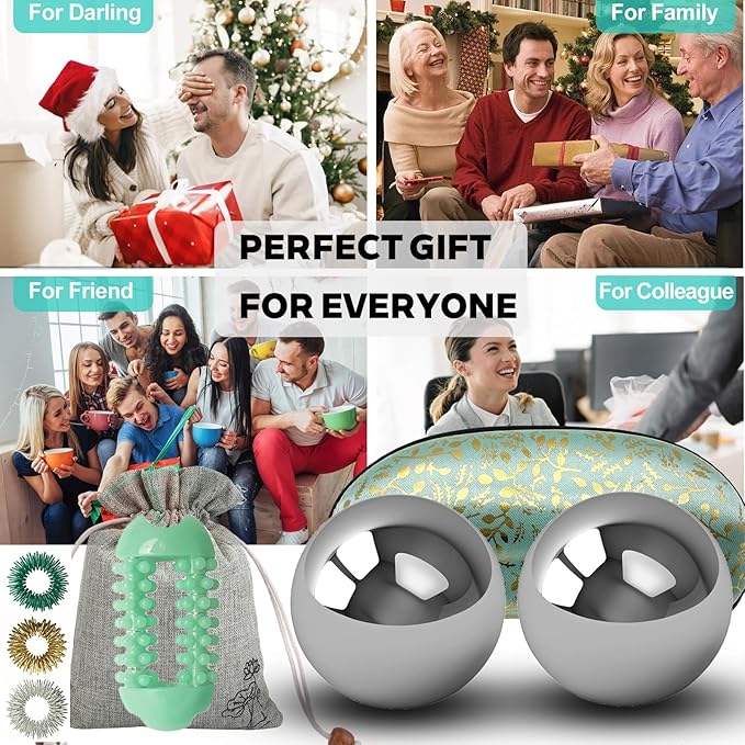 Stainless Steel Baoding Balls Set, 1.5 inch Chinese Health Massage Balls for Hand Therapy, Exercise, and Stress Relief, No Chime Handball