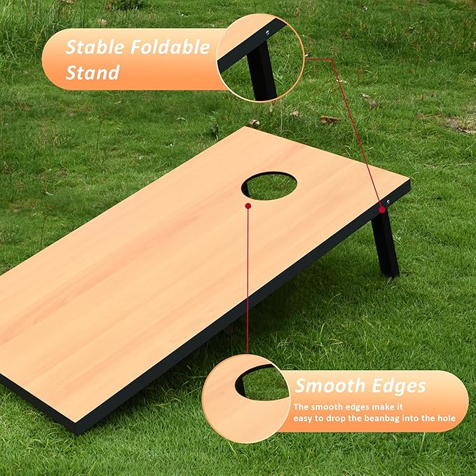 Cornhole Set, Regulation/Tailgate Size Cornhole Boards with 8 Bean Bags and Carrying Case, 4x2/3x2 Corn Hole Outdoor Game Toss Board for Adults Outside Activities